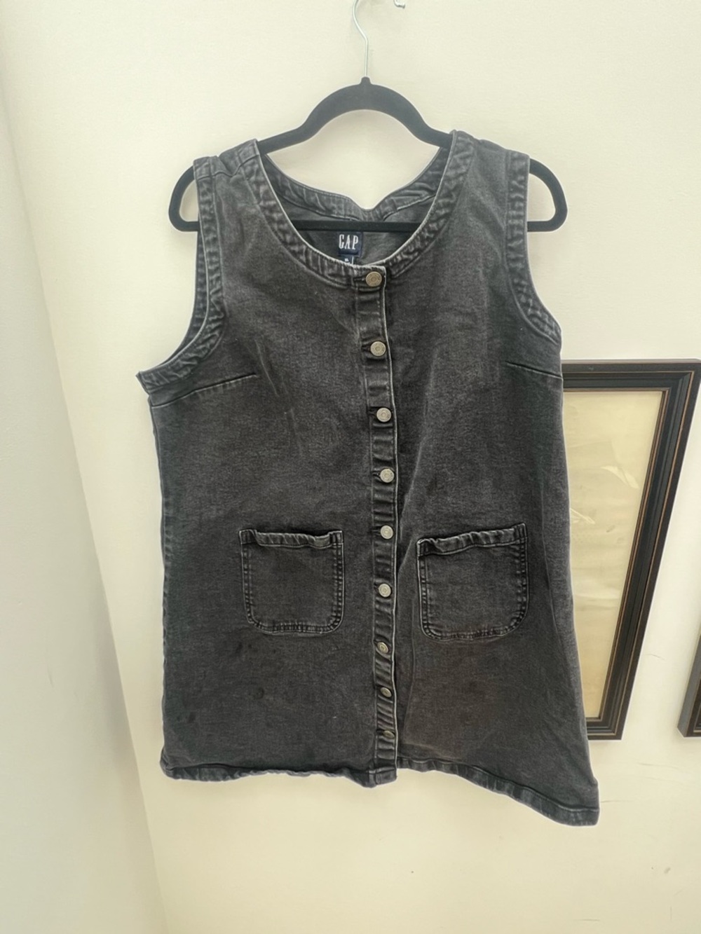 GAP Size XL Charcoal/Washed Black Denim Button-Front Vest